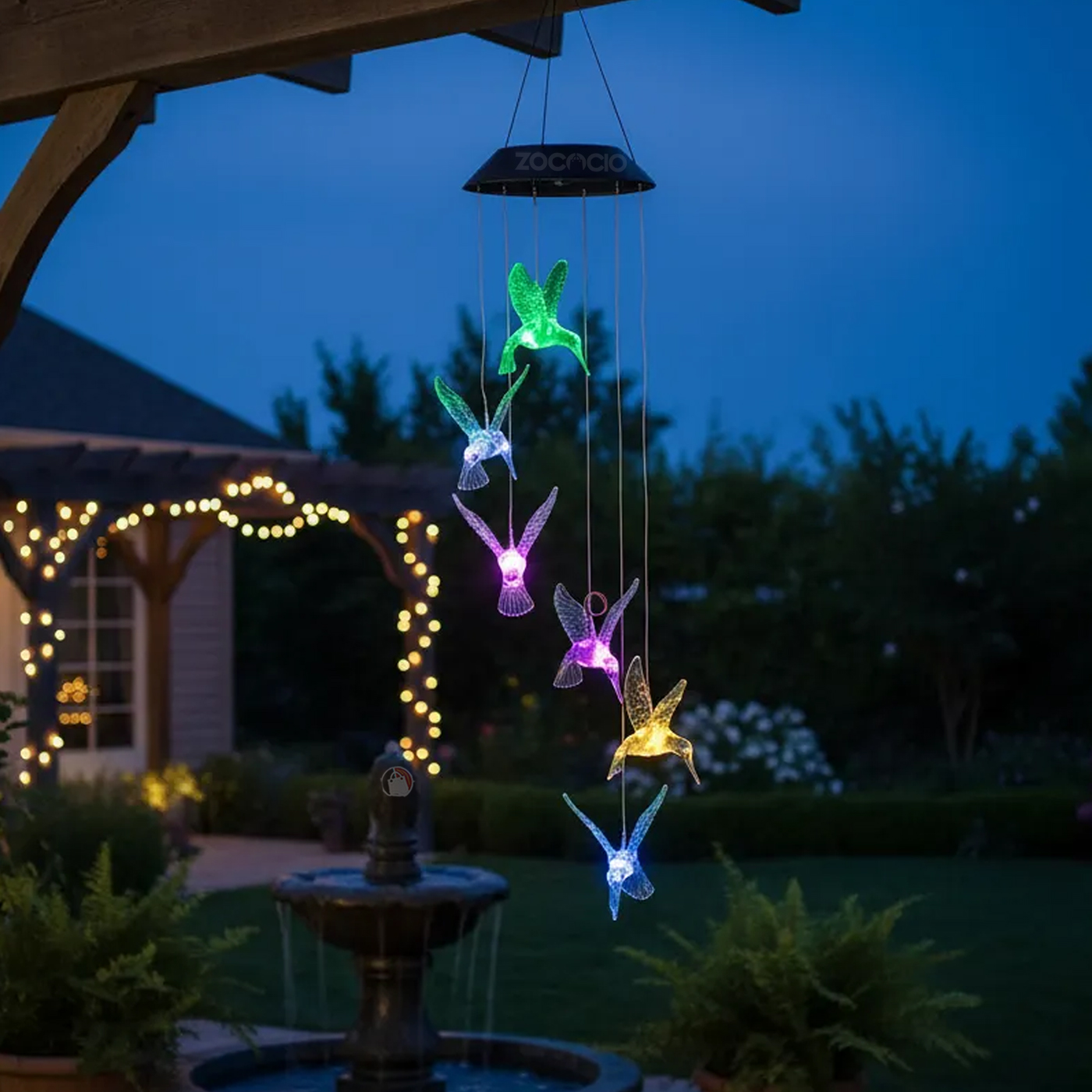 Vista 9 de Movil De Viento Solar Decorativo Luces - DISEÑO: Luna Estrellas